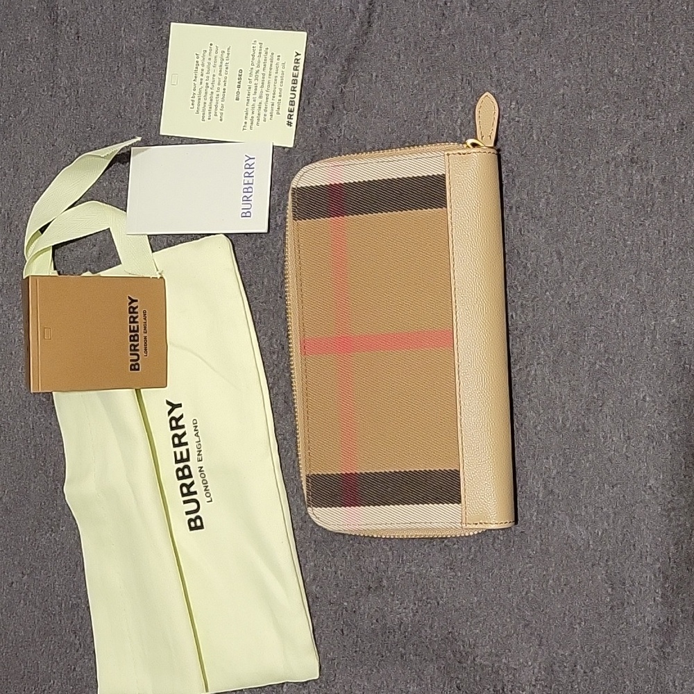 Burberry Tan Checkered Wallet